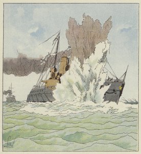 Explosion der Petropawlosk von after Louis Charles Bombled