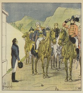 Admiral Taylor präsentiert sich mit einem großen Stab in Longwood, um den Kaiser zu sehen von after Louis Charles Bombled