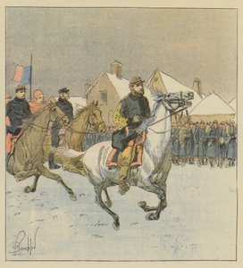 Oberst Lipowski inspiziert die Linien in der Schlacht von Alençon von after Louis Charles Bombled