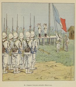 Die französische Flagge gehisst in Marovoay von after Louis Charles Bombled