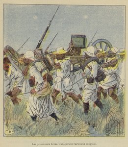 Die gefangenen Hova transportieren die eroberte Artillerie von after Louis Charles Bombled