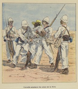 Patrouille beschlagnahmt Waffen von einem Hova von after Louis Charles Bombled