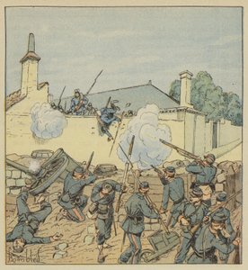 Überraschung der Barrikade in der Rue Galante von after Louis Charles Bombled