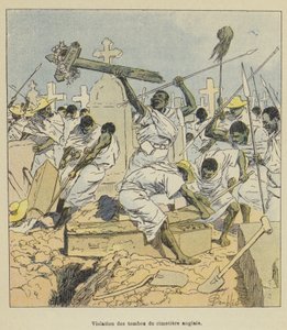 Schändung der Gräber auf dem englischen Friedhof von after Louis Charles Bombled