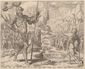 David trifft Goliath von after Maerten van Heemskerck