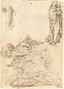 Heiliger Christophorus, Heiliger Johannes der Täufer, die Jungfrau und das Kind, und Christus segnet (recto)