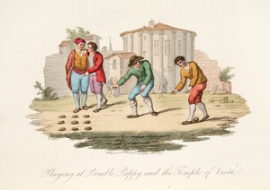 Bomble Puppy spielen und der Tempel von Vest, aus Italian Scenery, veröffentlicht 1806