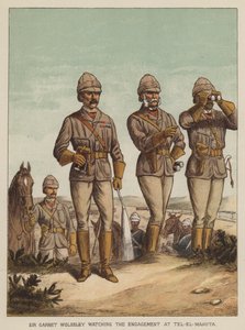 Sir Garnet Wolseley beobachtet das Gefecht bei Tel-El-Mahuta