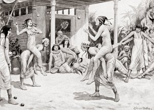 Junge Mädchen spielen Ball in Form eines Tanzes im alten Ägypten, aus Hutchinsons Geschichte der Nationen, veröffentlicht 1915