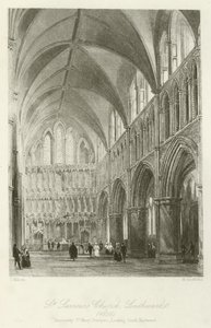 St. Saviours Kirche, Southwark, 1850, ehemals St. Mary Overyes, Blick nach Südosten