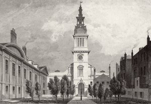 Christ Church und ein Teil des Christs Hospital, 1831 von Thomas Hosmer after Shepherd