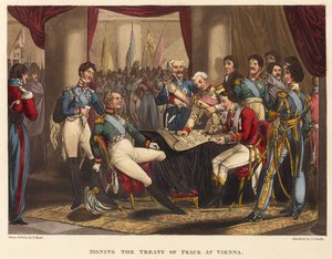 Unterzeichnung des Friedensvertrags in Wien, 1818 von after William Heath