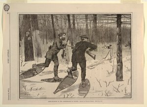 Hirschjagd in den Adirondacks im Winter, aus Every Saturday, 21. Januar 1871, S. 57