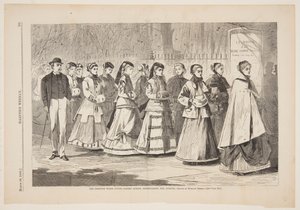 Der Morgenspaziergang – Junge Damen promenieren auf der Allee von after Winslow Homer