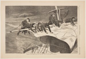 Winter auf See – Segel einholen vor der Küste von after Winslow Homer