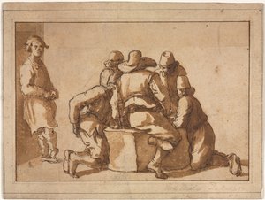 Genreszene von jungen Männern, die ein Spiel spielen von attributed to Frederico Zuccaro