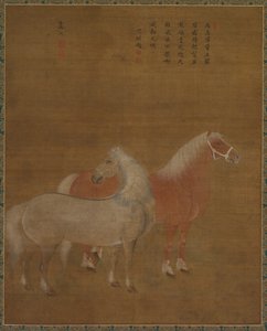 Zwei Pferde von attributed to Yu Yuan