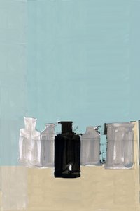 Schwarze Flasche Stillleben