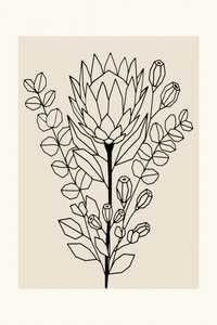 Minimalistische Protea Eukalyptus