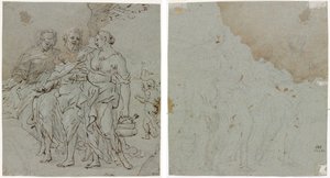 Lot und seine Töchter (recto) Skizze für Lot und seine Töchter (verso) von circle of Pietro da Cortona