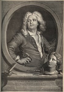 Porträt von Guillaume Coustou (1677-1746), französischer Bildhauer - Gravur von Larmessin nach J. de Lien. von de Larmessin
