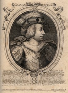 Porträt von Ludwig V. dem Faulen (967 - 987), König von Frankreich - Ludwig V. der Faule (967-987) Gravur aus 