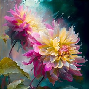 Abstrakte rosa Dahlienblume im eisigen Wind