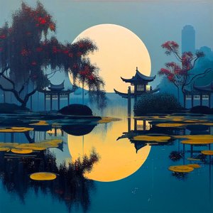 Japanische Landschaft und traditionelles Haus