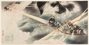 Die erste Blockade des Hafeneingangs von Port Arthur in der Nacht vom 24. Februar 1904