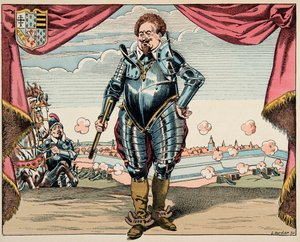 Illustration aus dem Buch „Le bon roy Henri“, illustriert von Jacques Marie Gaston Onfray de Breville dit JOB (1858-1931): Porträt von Charles de Lorraine (1554-1611), Herzog von Mayenne, militärischer Führer der Liga, Feind von Henri IV - Private Sammlung