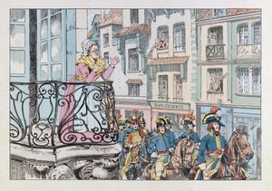 Illustration aus dem Buch „Les épées de France“: General Louis Lazare Hoche (1768-1797) an der Spitze seiner Truppen
