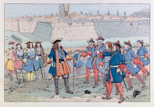 Illustration aus dem Buch „Les épées de France“: Der Marschall von Villars eroberte die Stadt Douai am 27. August von pseudonym for Onfray de Breville Jacques Job