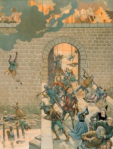 Jacques Marie Gaston Onfroy de Breville dit JOB (1858-1931) - Geschichte Belgiens: Karl der Kühne (1433-1477), Graf von Charolais, stürmt und verbrennt am 25. August 1466 die Stadt Dinant, Privatsammlung von pseudonym for Onfray de Breville Jacques Job