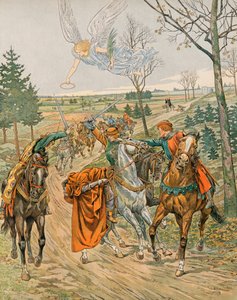 Geschichte Belgiens: Heiliger Albert von Leuven (ca. 1166-1192), Prinz von Lüttich wird 1192 in Reims von den Anhängern von Kaiser Heinrich VI. ermordet, Privatsammlung von pseudonym for Onfray de Breville Jacques Job
