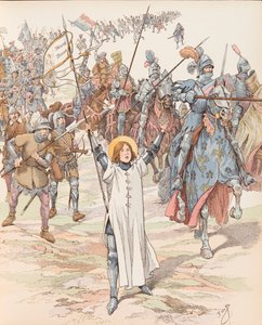 Johanna von Orleans an der Spitze ihrer Armee von pseudonym for Onfray de Breville Jacques Job