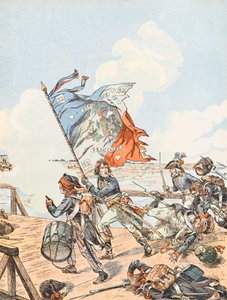 Napoleon Bonaparte an der Brücke von Arcole 1796 von pseudonym for Onfray de Breville Jacques Job