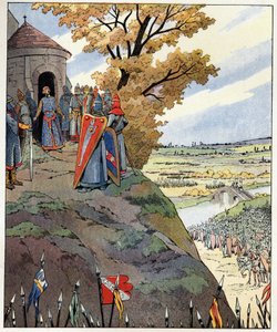 Meine Krone den tapferen Worten von König Philipp II., sagte Philipp August (1165-1223) zu den Herren vor dem Sieg in der Schlacht von Bouvines am 27. Juli