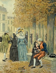 Napoleon I. Bonaparte (1769-1821) besuchte seine Schwester Elisa Bonaparte (1777-1820) im königlichen Haus von Saint-Cyr (Illustration)