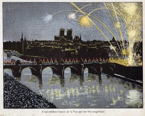 Fete de la Paix am 18. Brumaire Jahr X (9. November 1801) - Napoleon organisierte ein prächtiges Fest, um das Jahr des Friedens zu feiern - Lithographie von Job (Jacques Onfroy de Breville) aus Le Grand Napoleon des Petites Enfants 1893