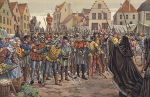 Maria, Herzogin von Burgund, bittet das Volk von Gent um das Leben zweier Räte ihres Vaters, die mit König Ludwig XI. von Frankreich korrespondiert hatten von pseudonym for Onfray de Breville Job