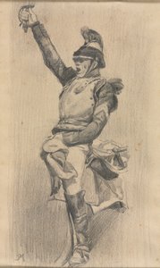 Soldat mit erhobenem Arm von studio of A. W. A. Plâté Studio (Ceylonese)