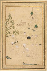 Picknick in den Bergen; Einzelblatt-Illustration von style of Muhammadi