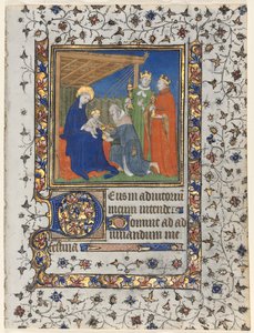 Bifolio aus einem Stundenbuch: Anbetung der Könige von workshop of Boucicaut Master
