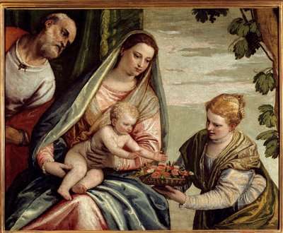 Die Heilige Familie mit einem Stifter (Heilige Dorothea). Gemälde von Paolo Veronese (1528-1588) 16. Jahrhundert Bordeaux, Musée des Beaux Arts von Veronese