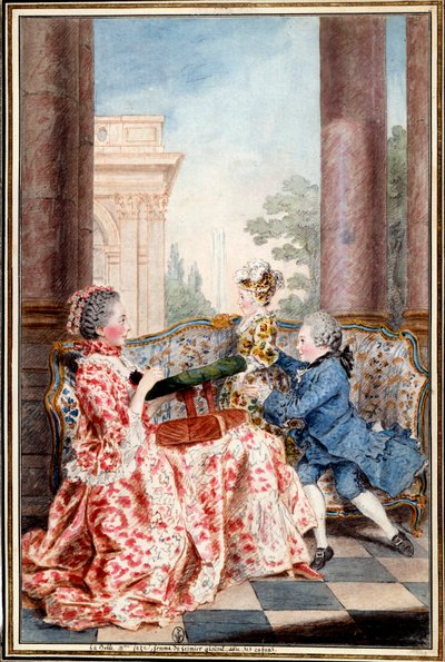 La belle Madame Caze, Frau des Generalpächters und ihre Kinder von Carmontelle