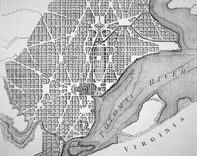 Plan der Stadt Washington, wie ursprünglich 1793 angelegt (Gravur) von (after) American School