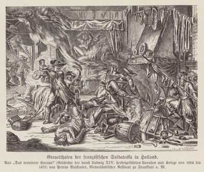 Gräueltaten französischer Truppen in Holland im Französisch-Niederländischen Krieg von (after) Dutch School