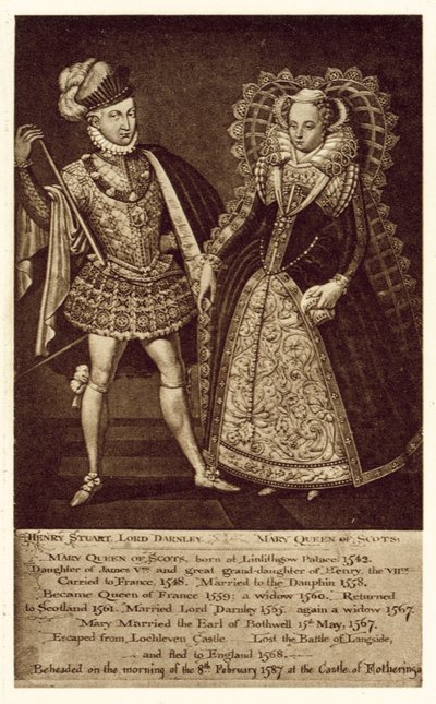 Henry Stuart Lord Darnley, Maria Stuart, Königin von Schottland (Lithografie) von (after) English School