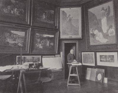 Der französische Maler Pierre Puvis de Chavannes in seinem Atelier von (after) French Photographer