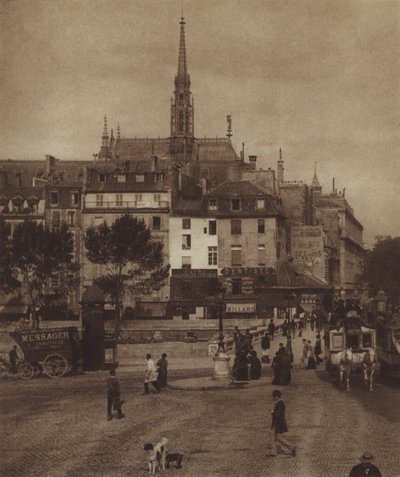 Der Quai des Orfèvres an der Ecke des Boulevard du Palais (s/w Foto) von (after) French Photographer